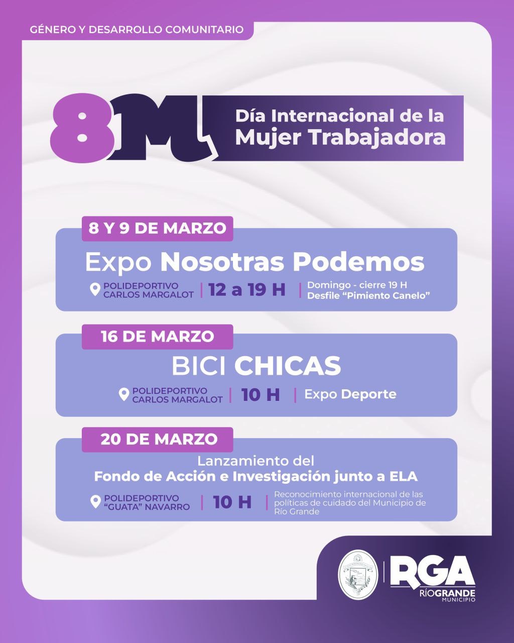 CONOCÉ LA AGENDA DE ACTIVIDADES POR EL “MES DE LA MUJER TRABAJADORA”